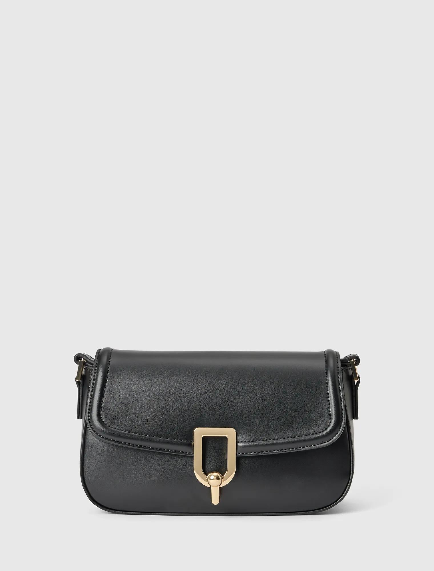 Carly Curve Lock Shoulder Bag Black_mannequin