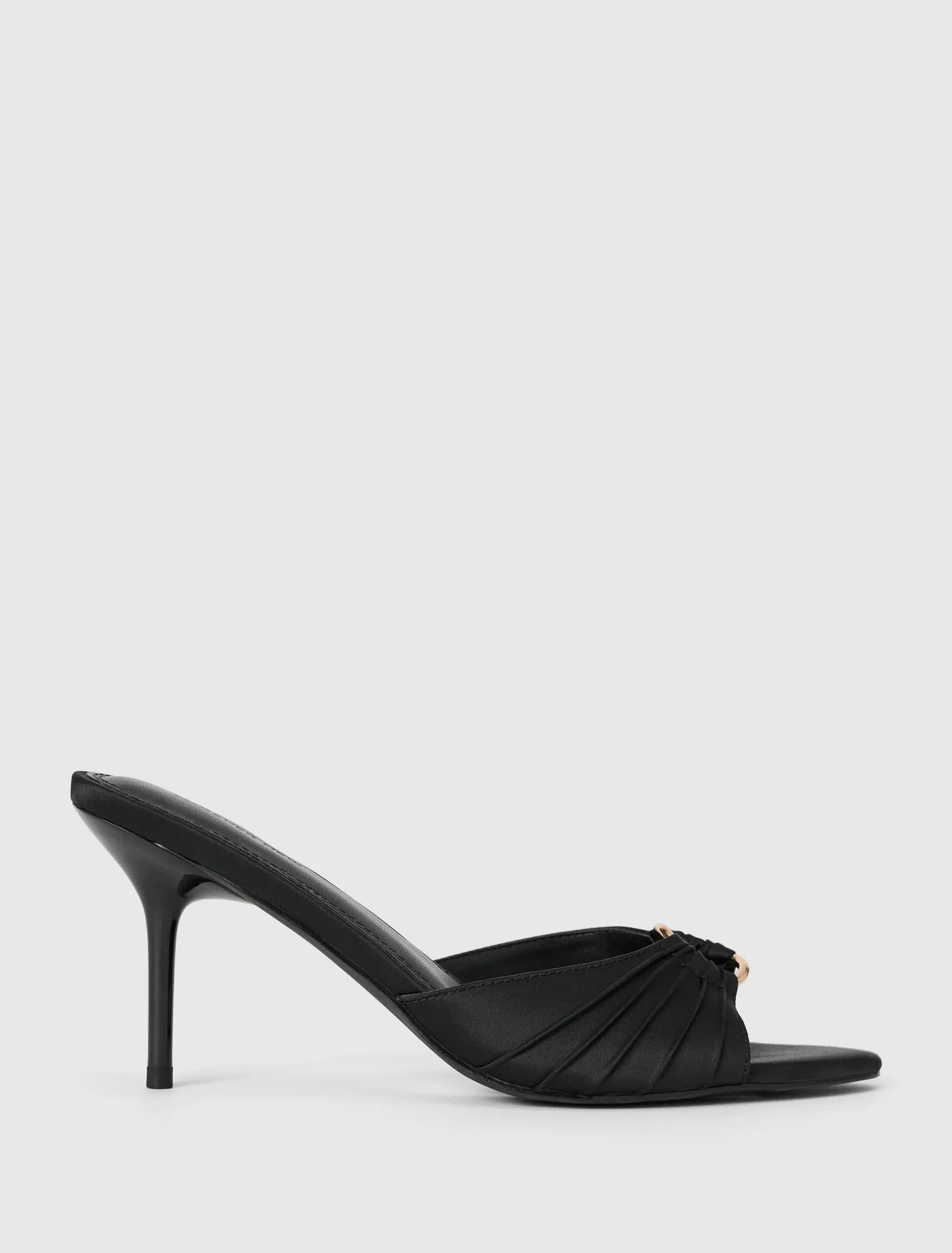 Kiana Gold Ring Detail Mule Black_mannequin