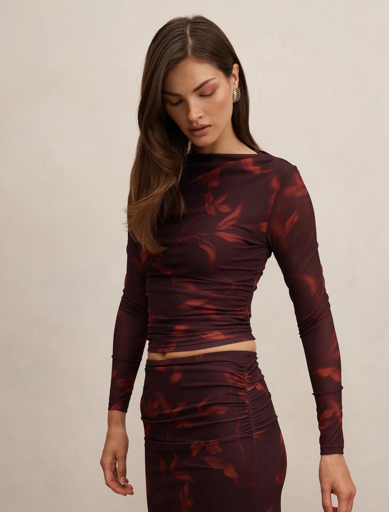 Monte Mesh Long Sleeve Top Paloma Floral co-ord