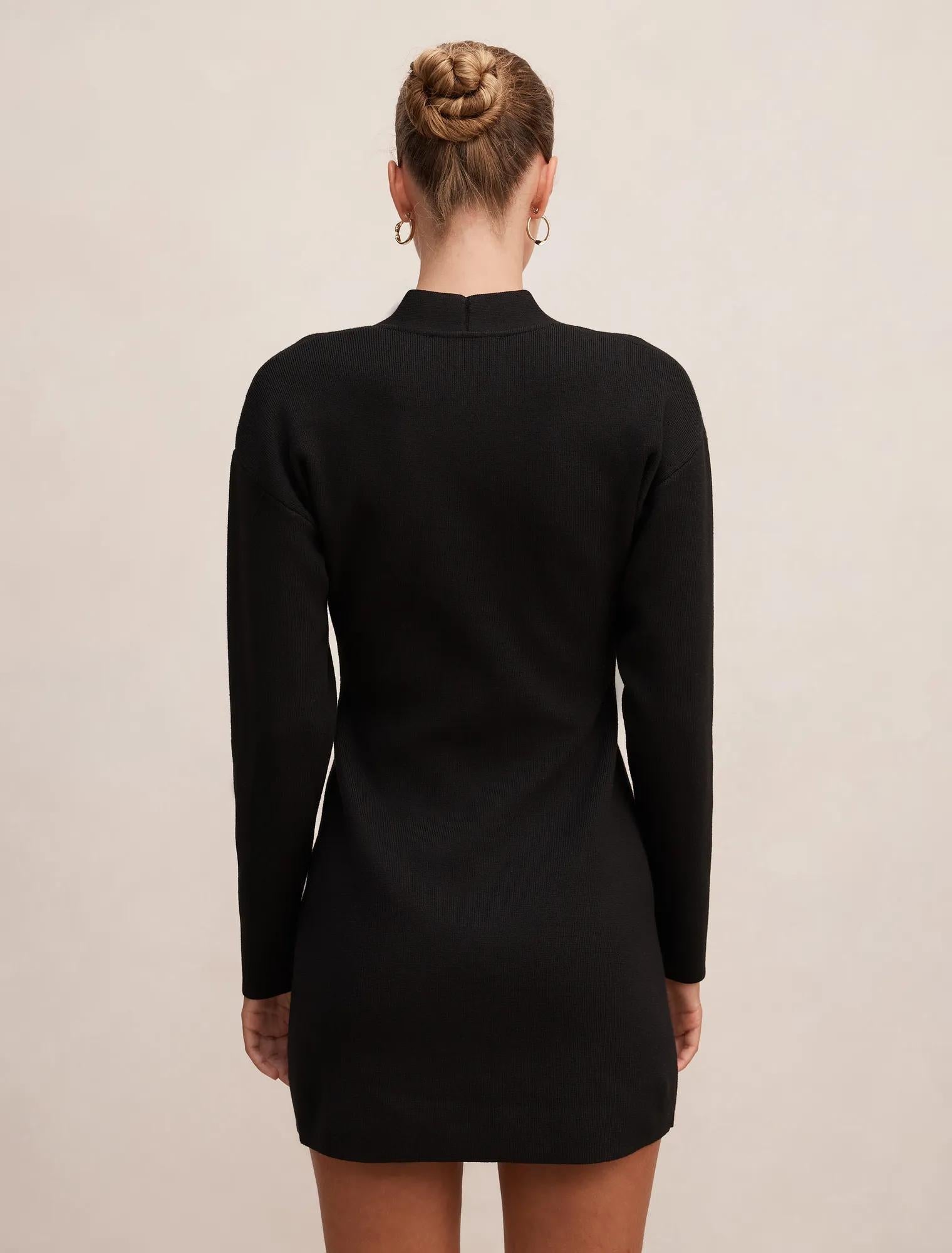 Victoria Sculpted Knit Dress Black