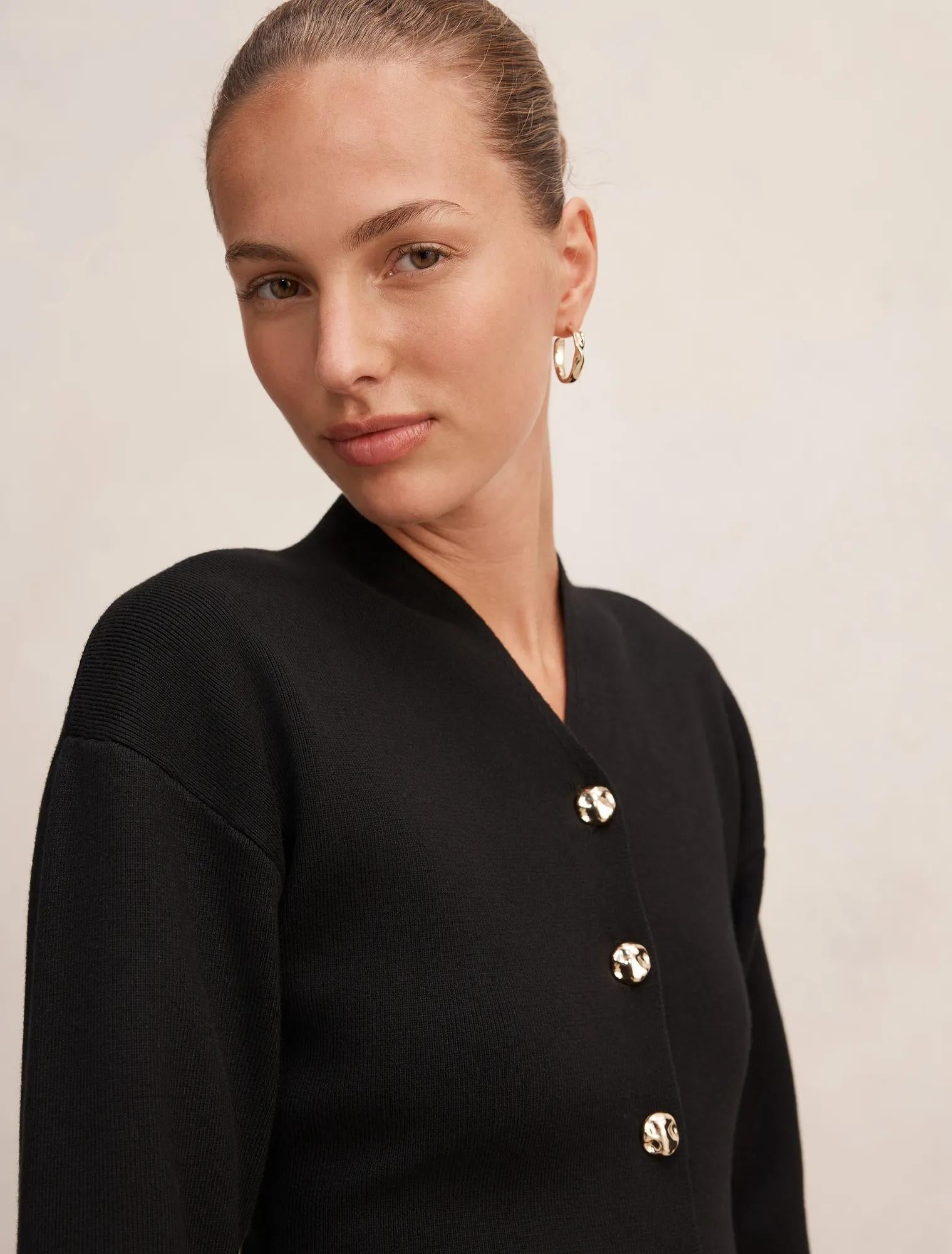 Victoria Sculpted Knit Dress Black