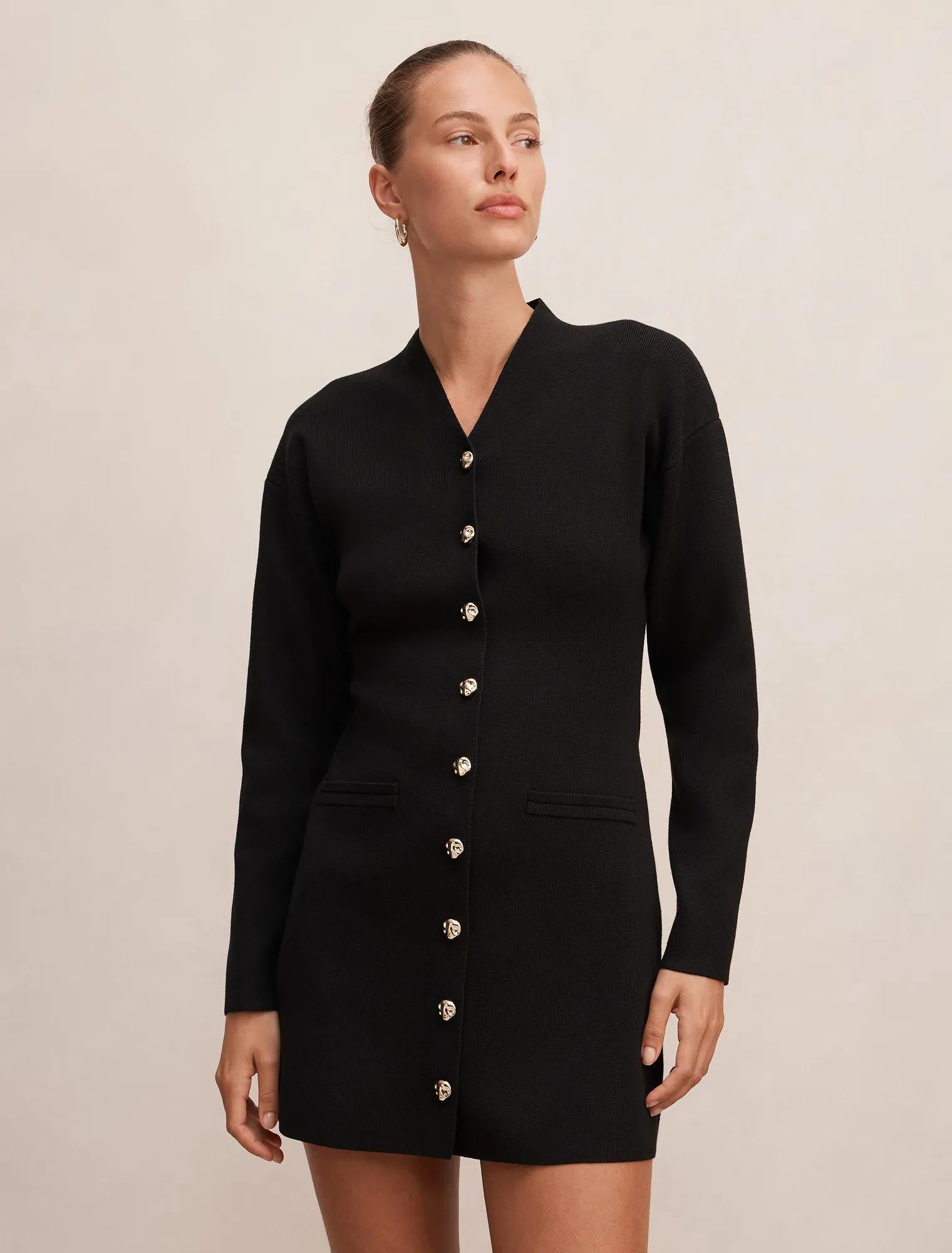 Victoria Sculpted Knit Dress Black