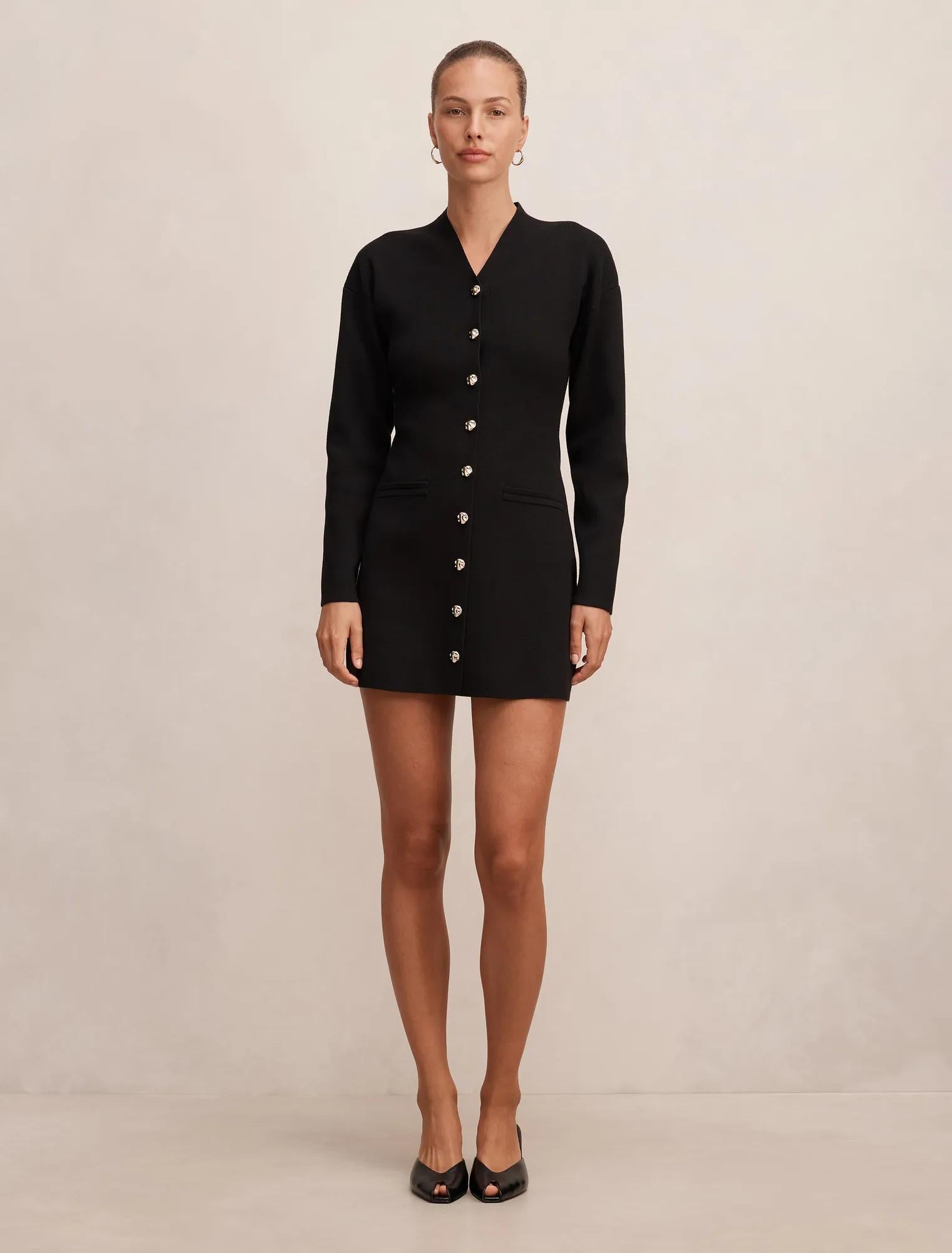 Victoria Sculpted Knit Dress Black