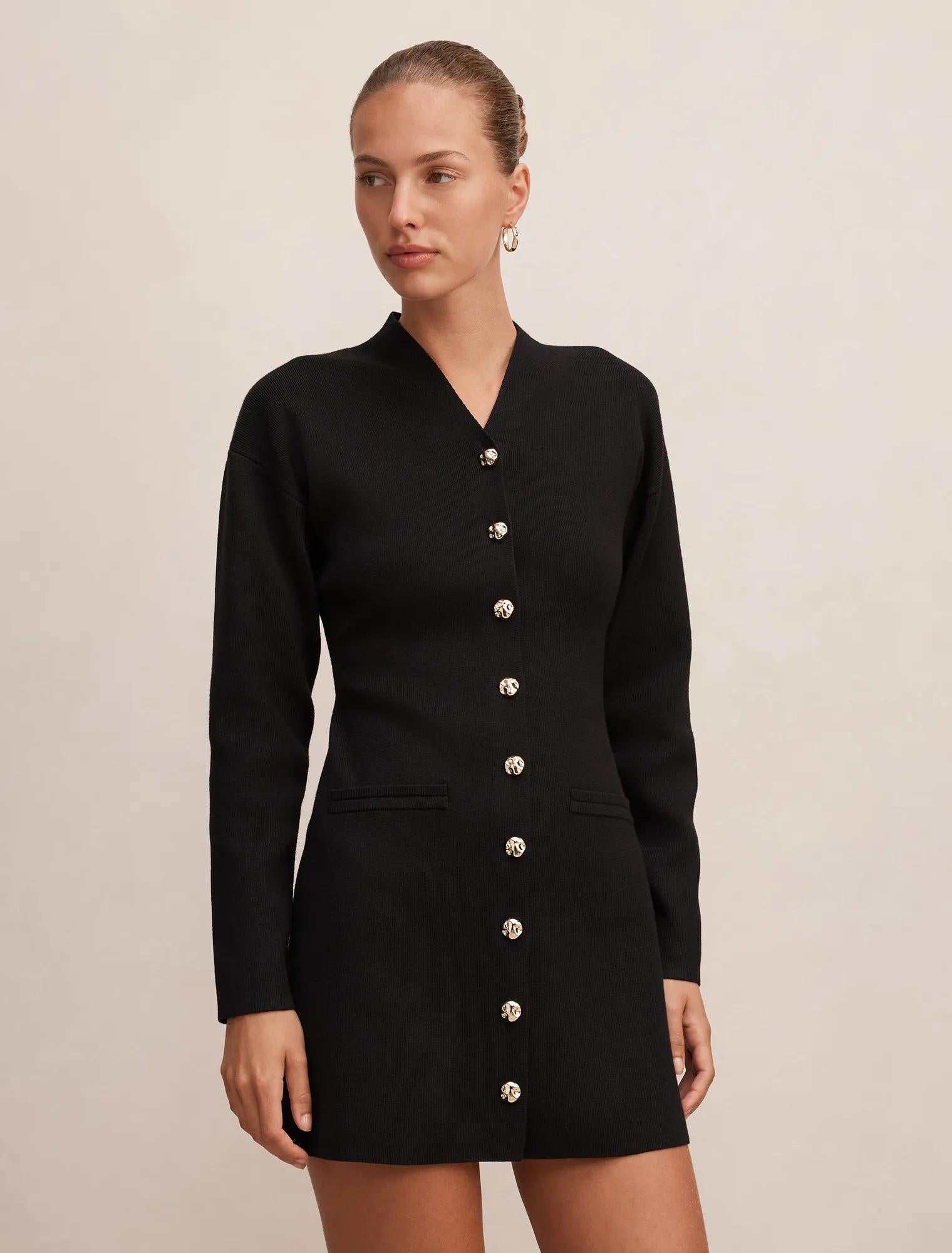 Victoria Sculpted Knit Dress Black