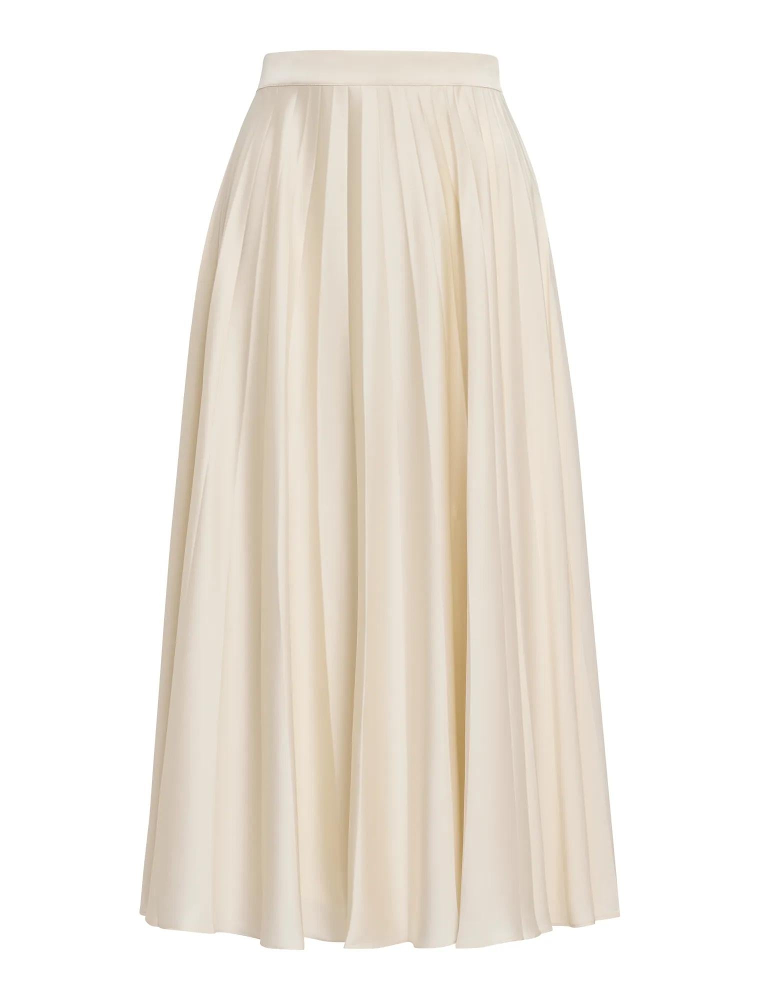 Danielle Pleated Midi Skirt Cream