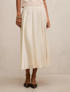 Danielle Pleated Midi Skirt Cream