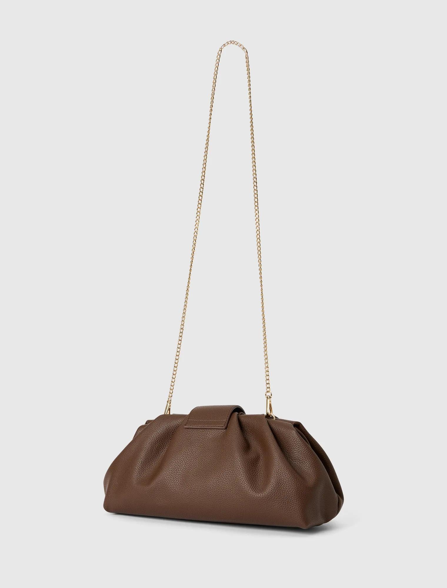 Portia Padlock Soft Clutch Chocolate_mannequin