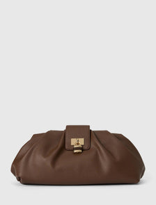 Portia Padlock Soft Clutch Chocolate_mannequin