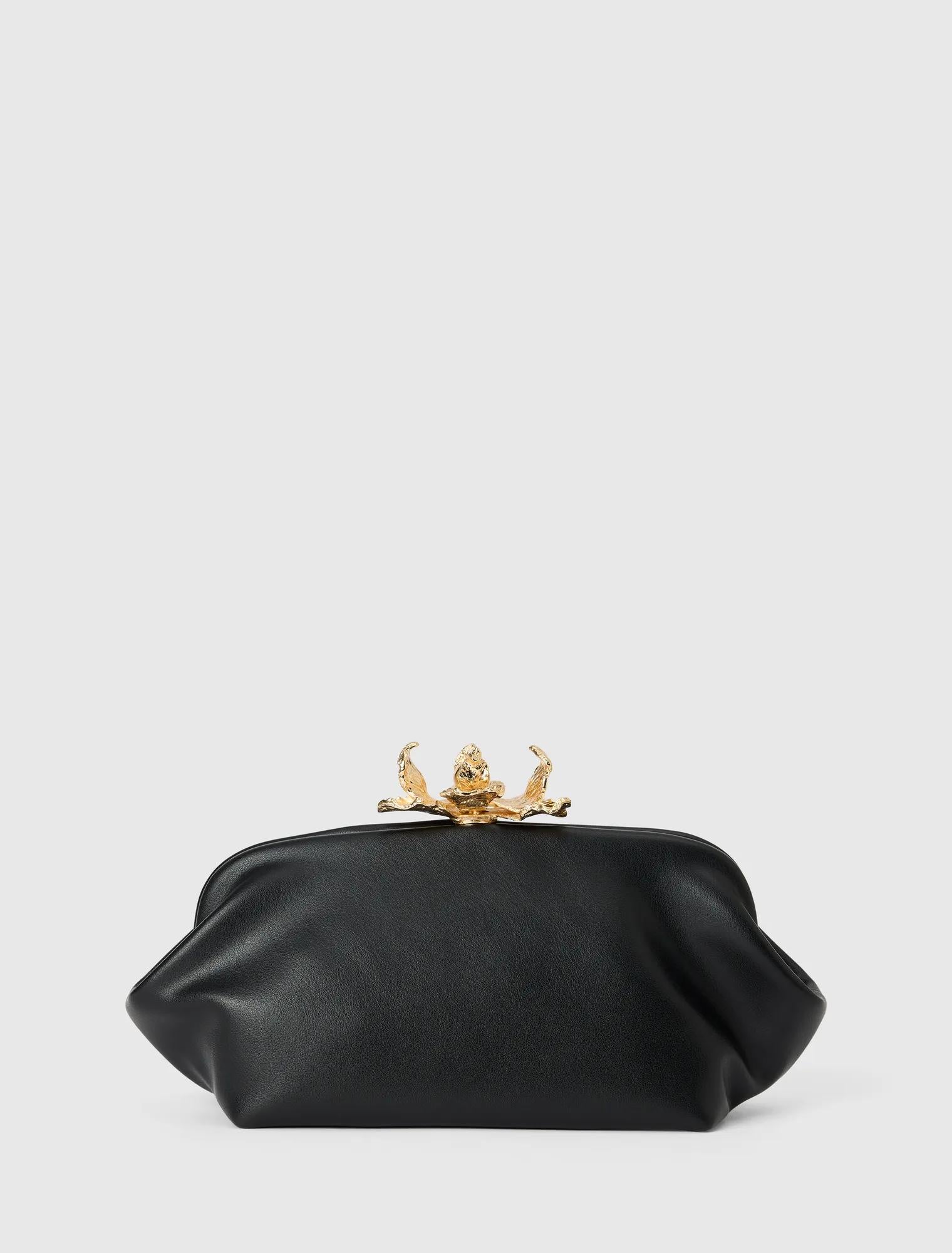 Tiffany Orchid Clasp Clutch Black_mannequin