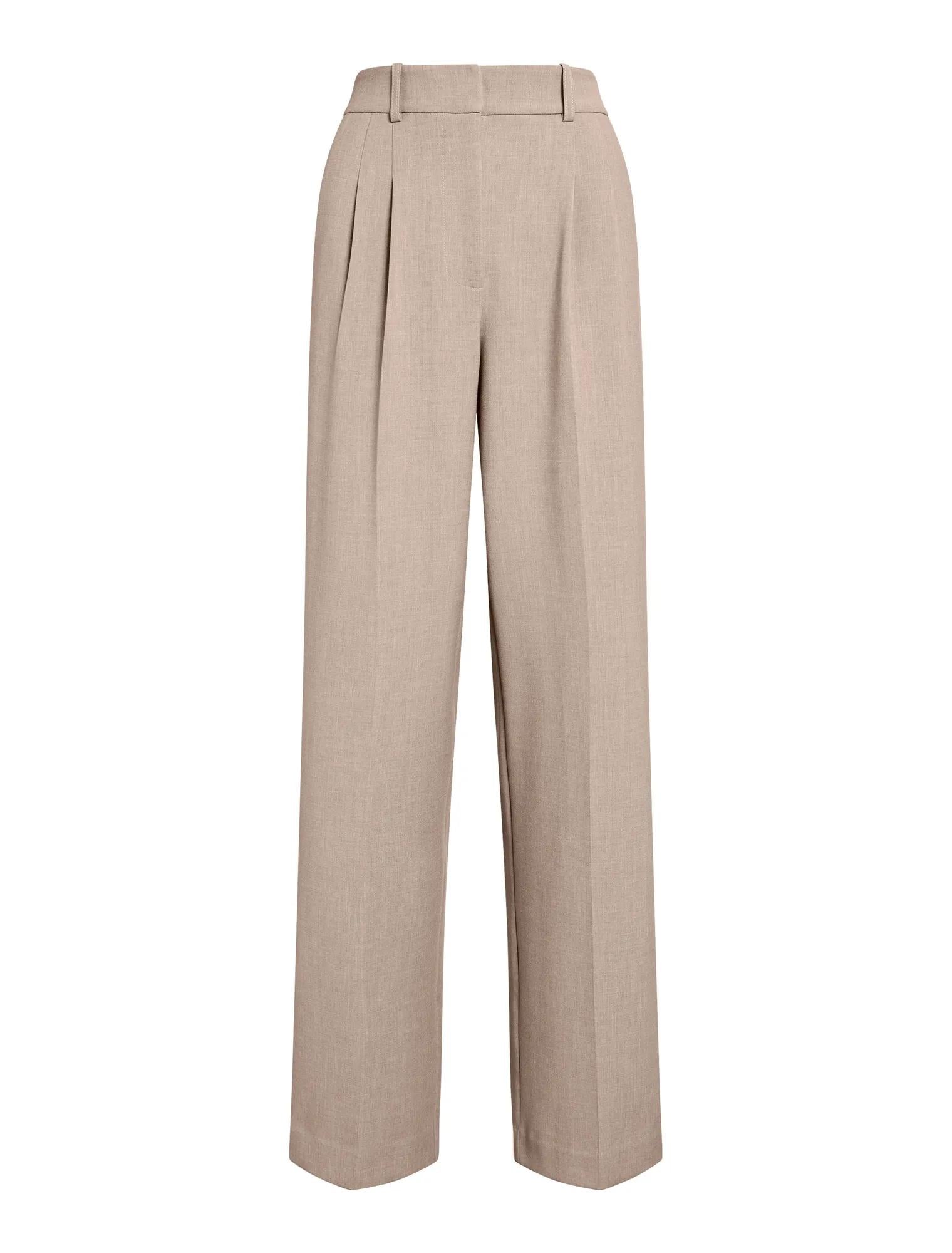 Eva Pleat Wide Leg Pants Taupe Marle_mannequin