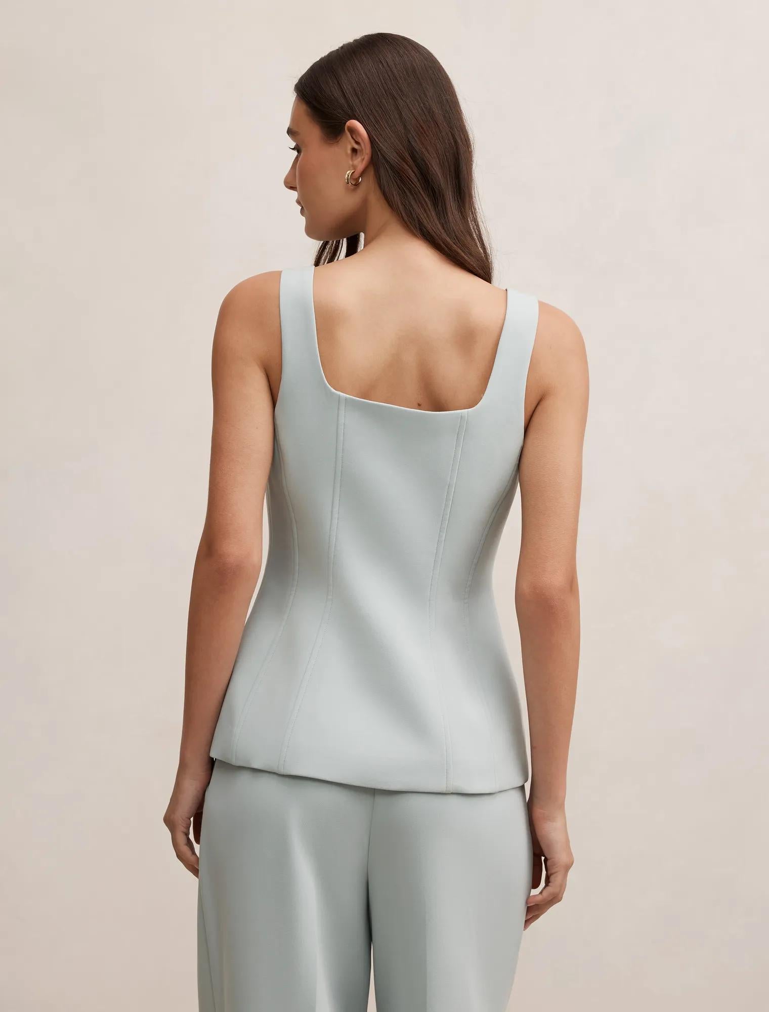 Lee Square Neck Waistcoat Hazy Aqua Suit