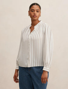 Bailey Curve  Long Sleeve Blouse Parker Stripe