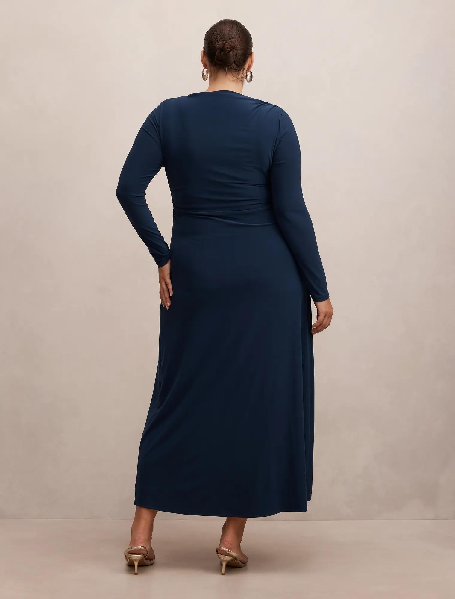 Kingsley Curve Hardware Jersey Midi Dress Evening Navy