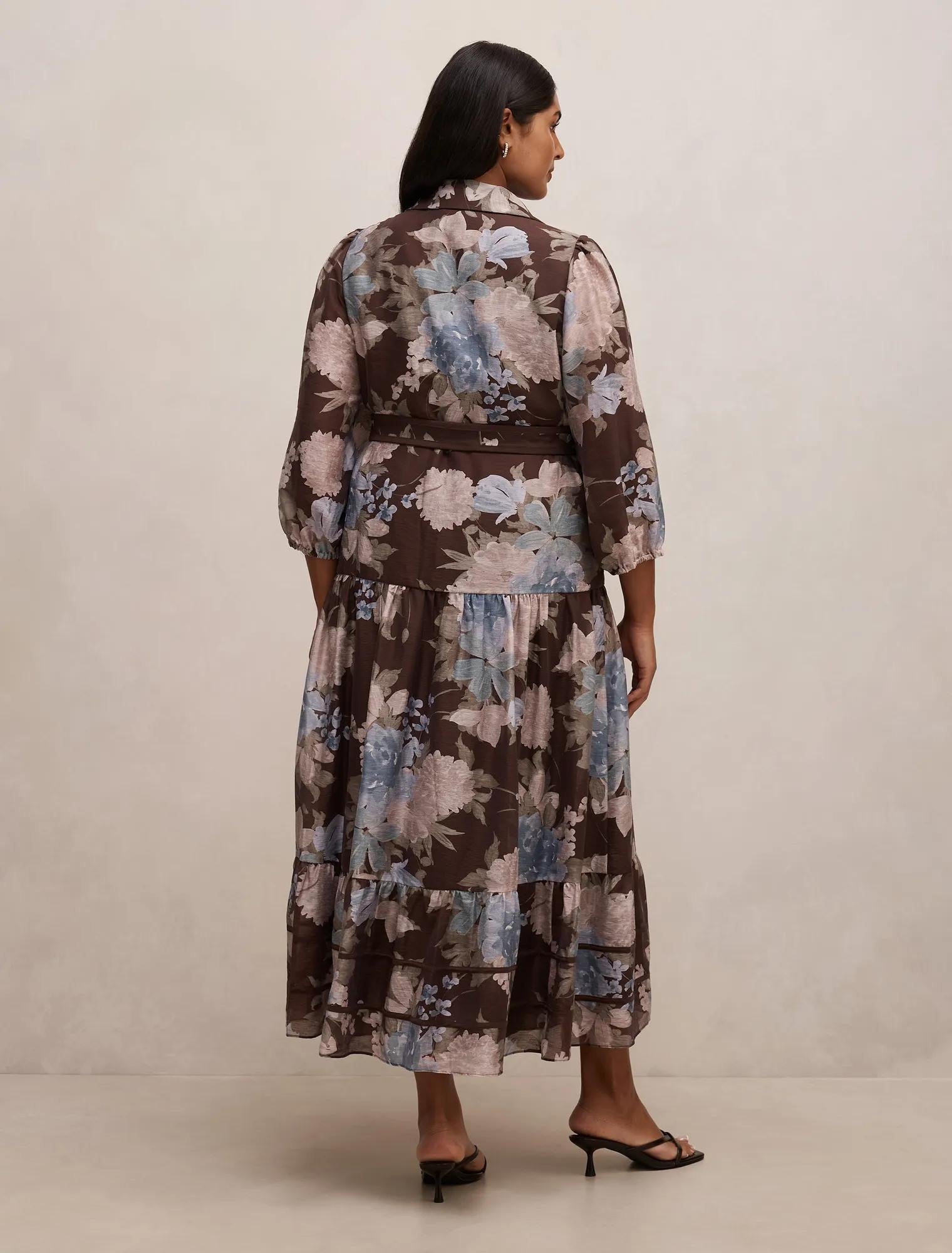 Gianna Curve Printed Midi Dress Halsey Floral