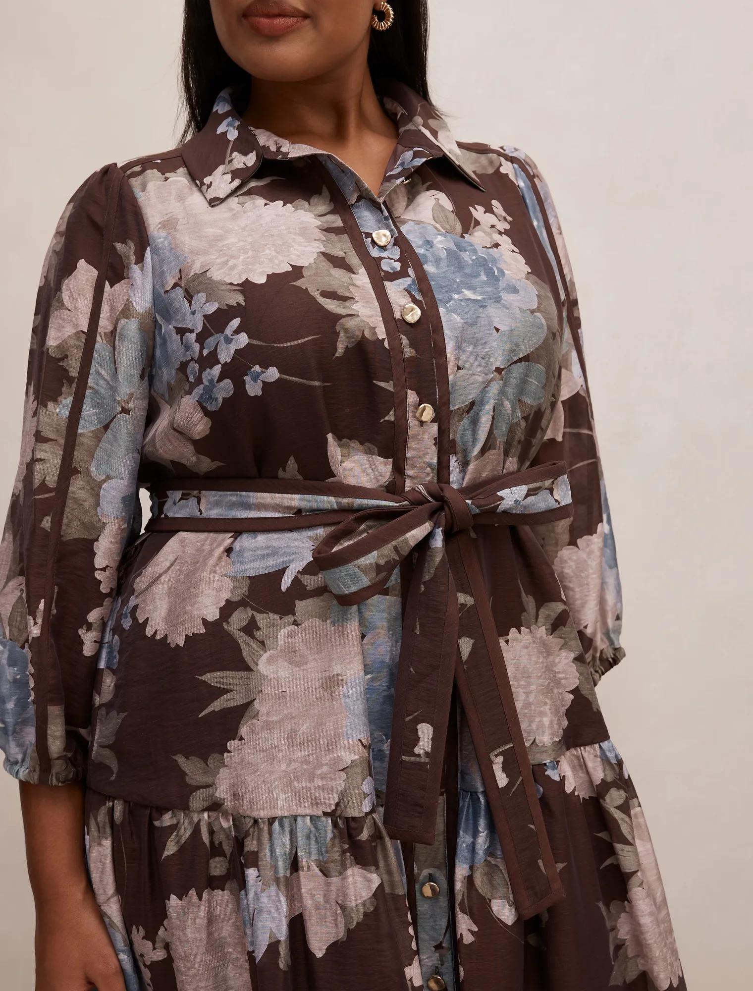 Gianna Curve Printed Midi Dress Halsey Floral
