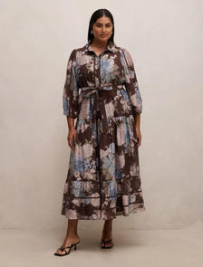 Gianna Curve Printed Midi Dress Halsey Floral