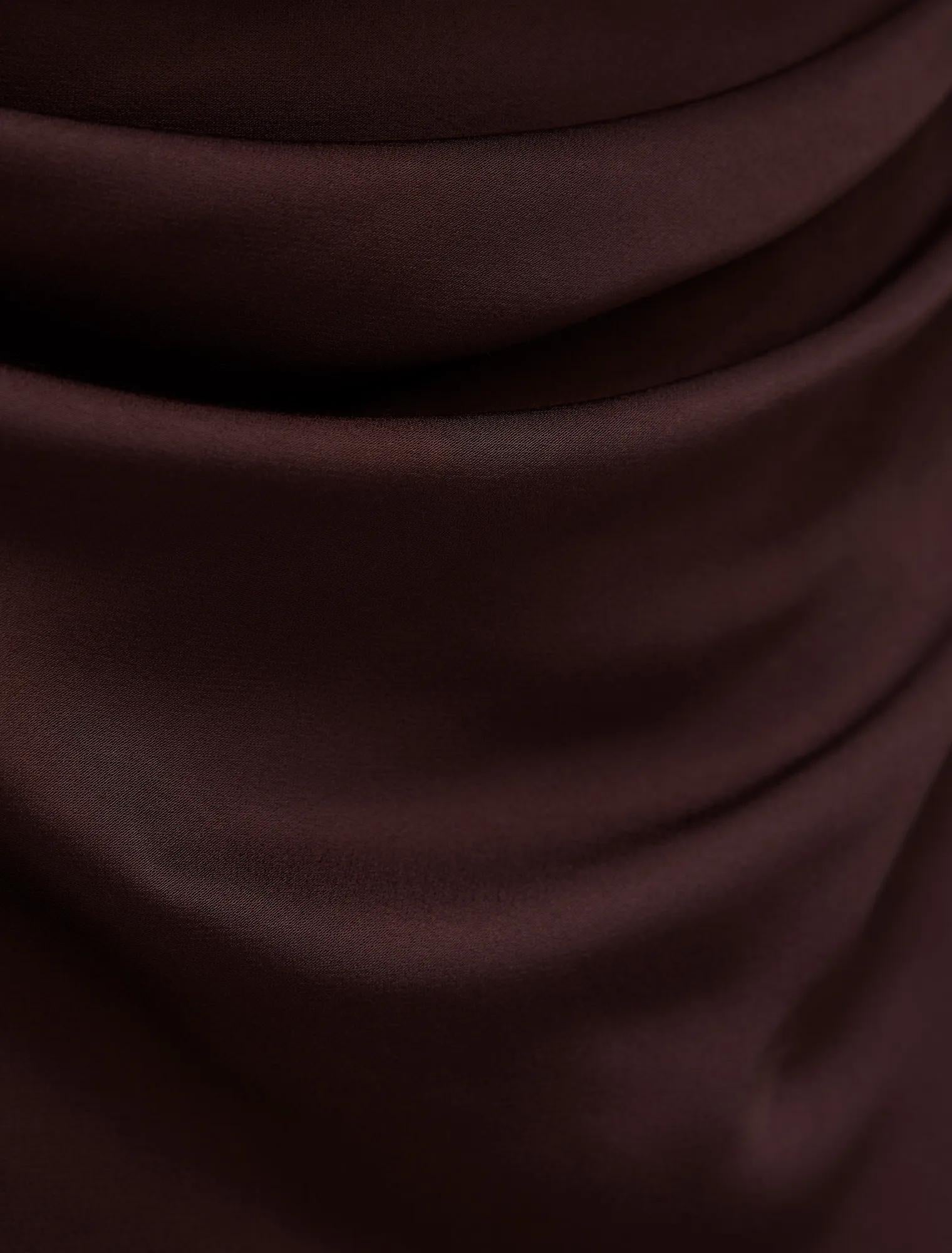 Briella Curve Boat Neck Drape Maxi Dress Dark Chocolate