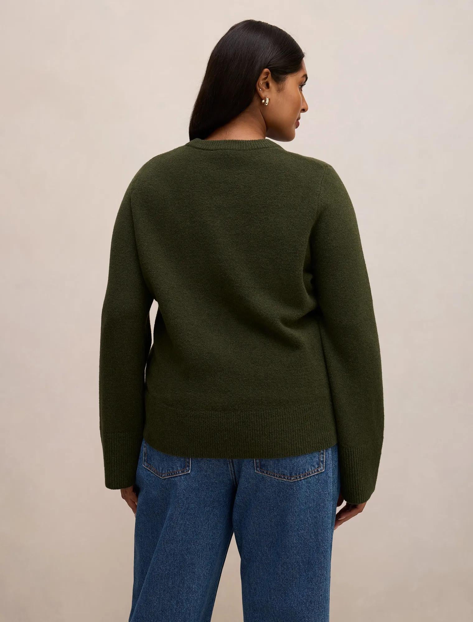 Natalie Curve Knitted Sweater Deep Green