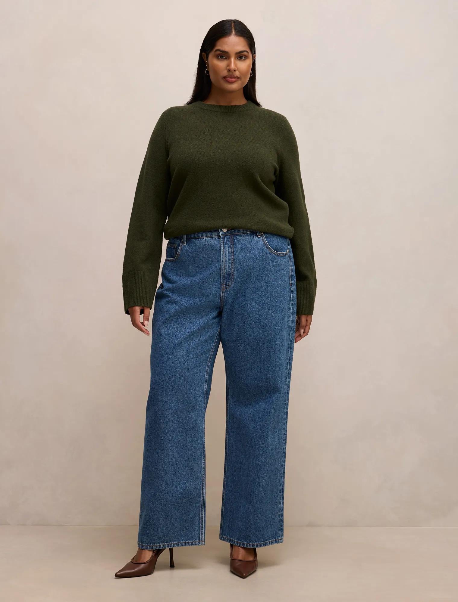 Natalie Curve Knitted Sweater Deep Green