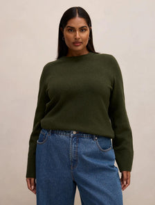 Natalie Curve Knitted Sweater Deep Green