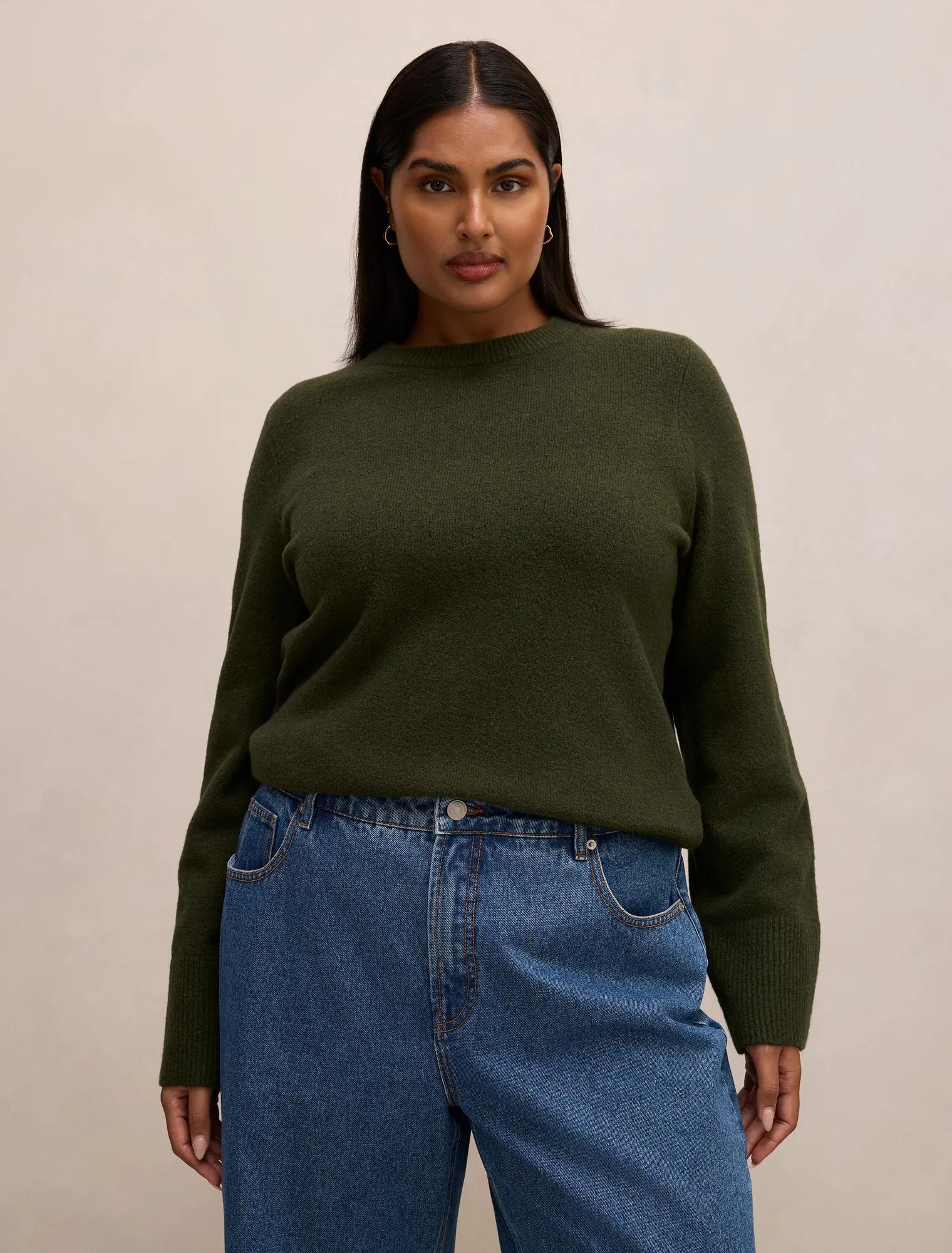 Natalie Curve Knitted Sweater Deep Green