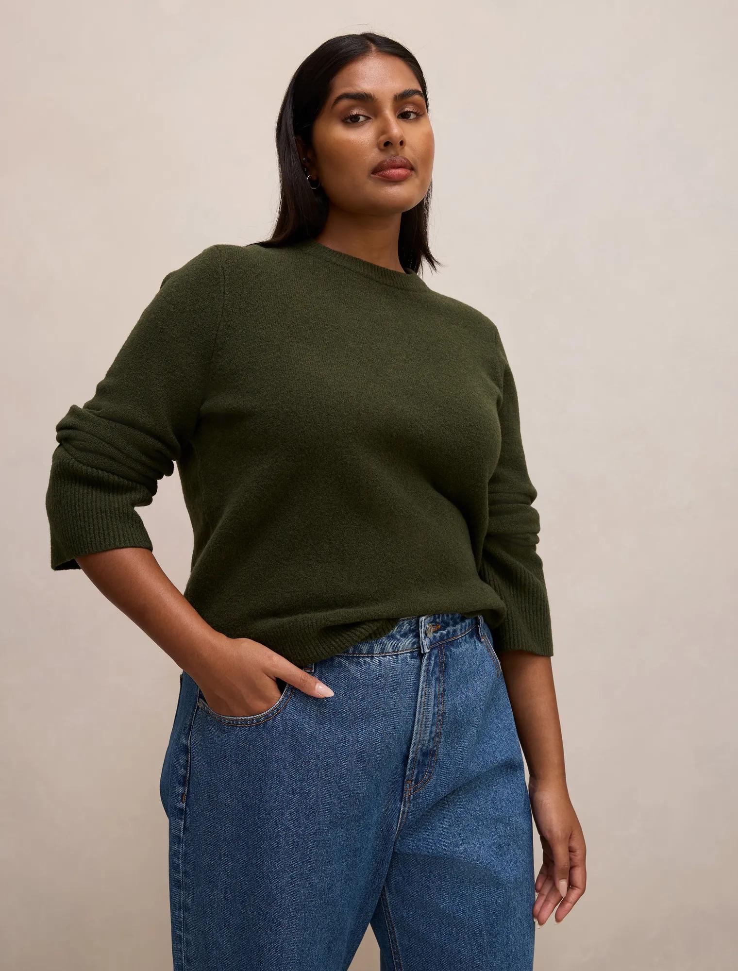 Natalie Curve Knitted Sweater Deep Green