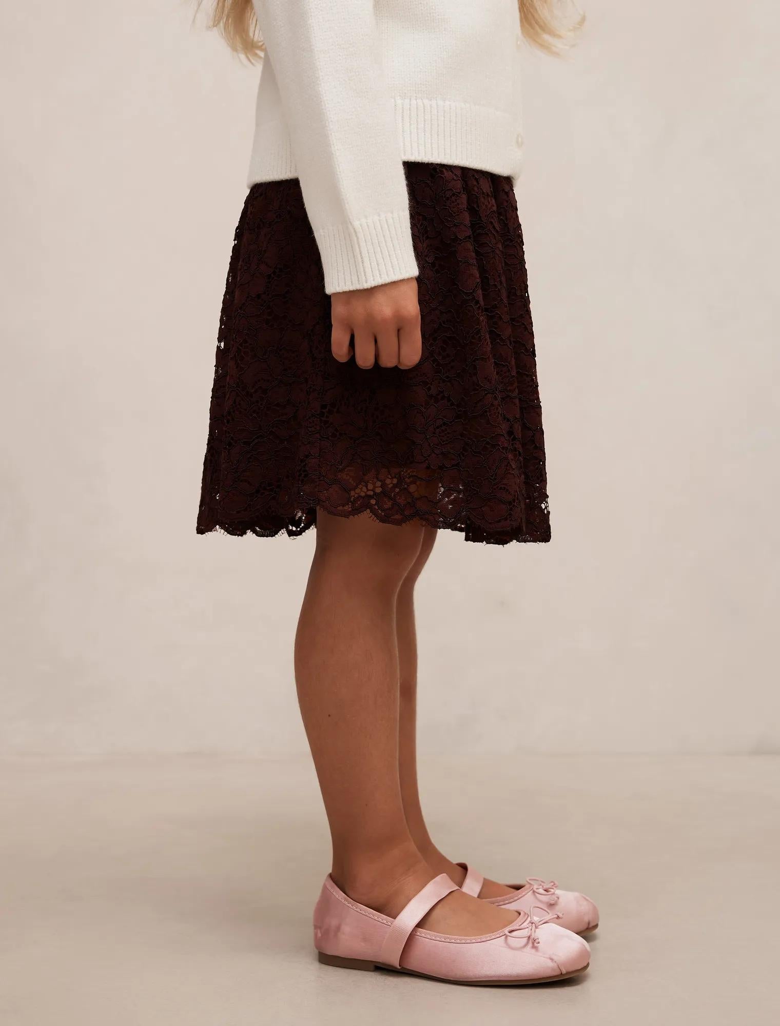 Bree Girls Lace Mini Skirt Berry