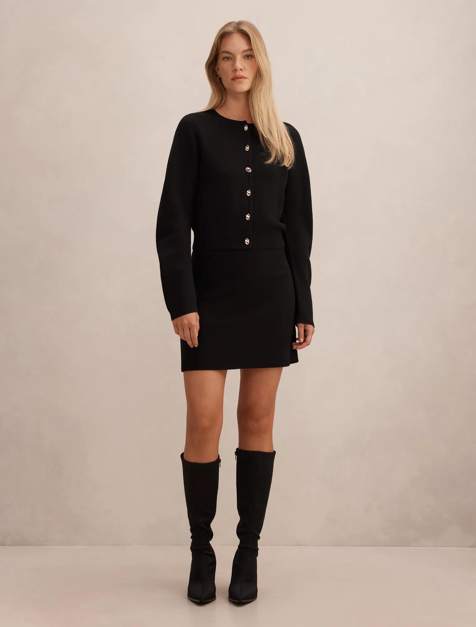 Karla Knit Mini Skirt Black Co-Ord