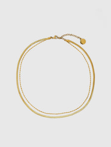 Shani Waterproof Snake Chain Layered Necklace Gold Plated_mannequin