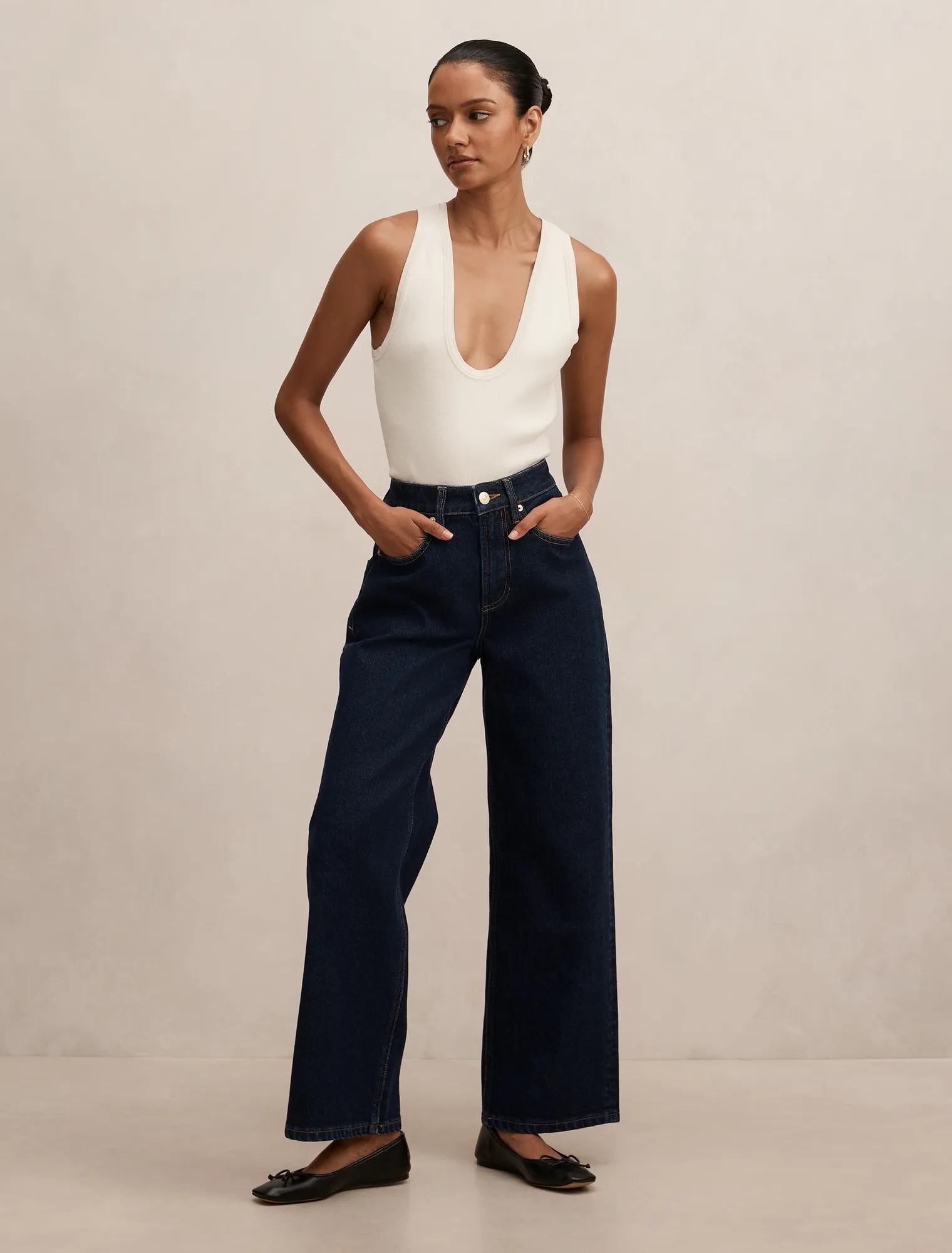 Nicki Petite Mid Rise Straight Jean Dark Indigo