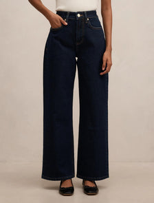 Nicki Petite Mid Rise Straight Jean Dark Indigo