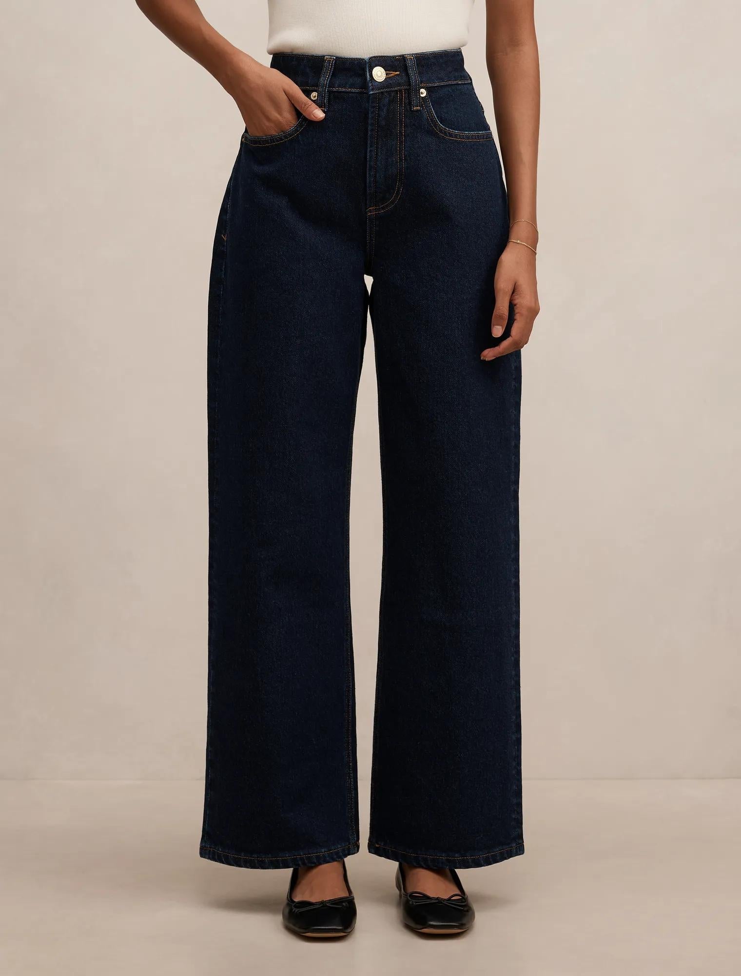 Nicki Petite Mid Rise Straight Jean Dark Indigo