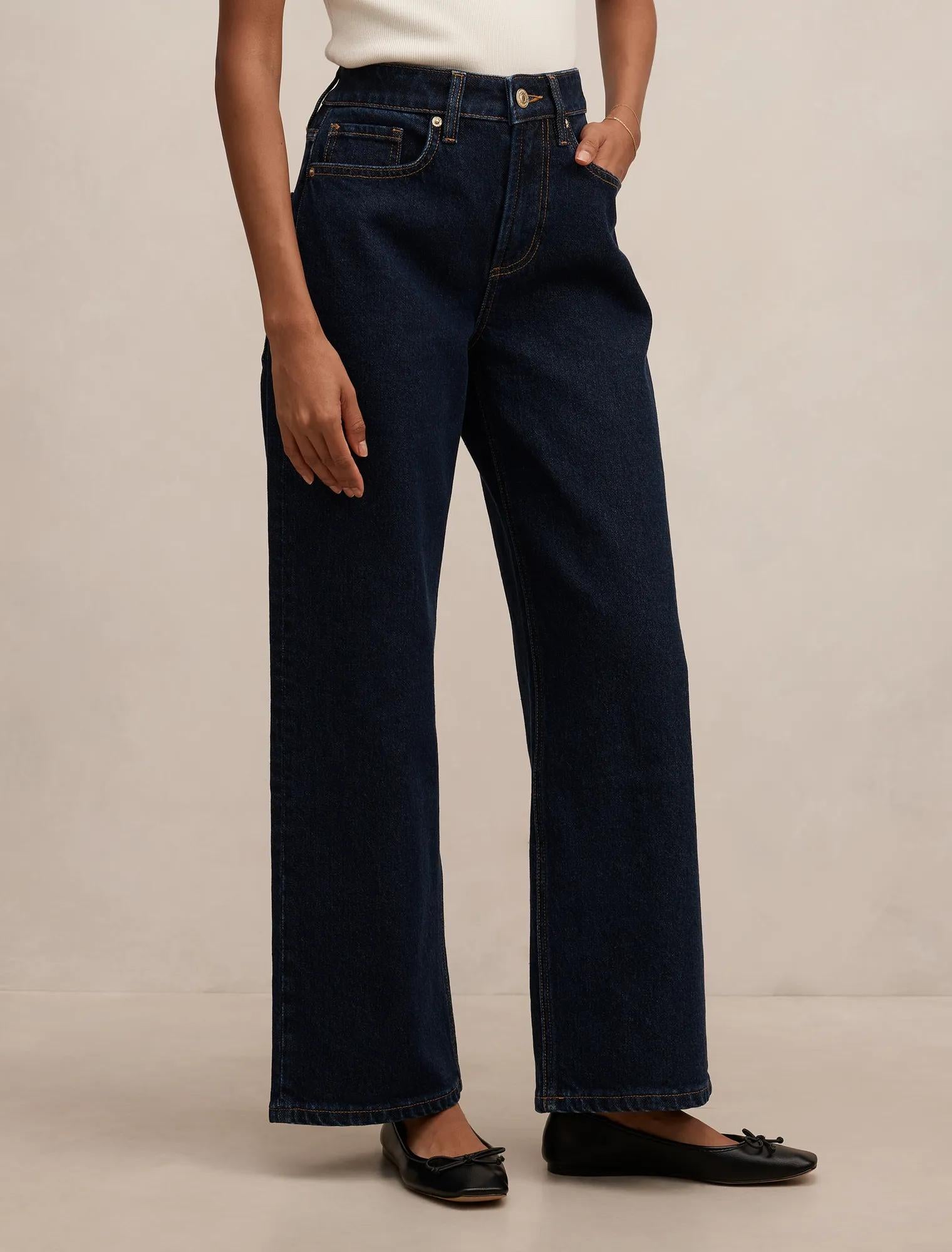 Nicki Petite Mid Rise Straight Jean Dark Indigo