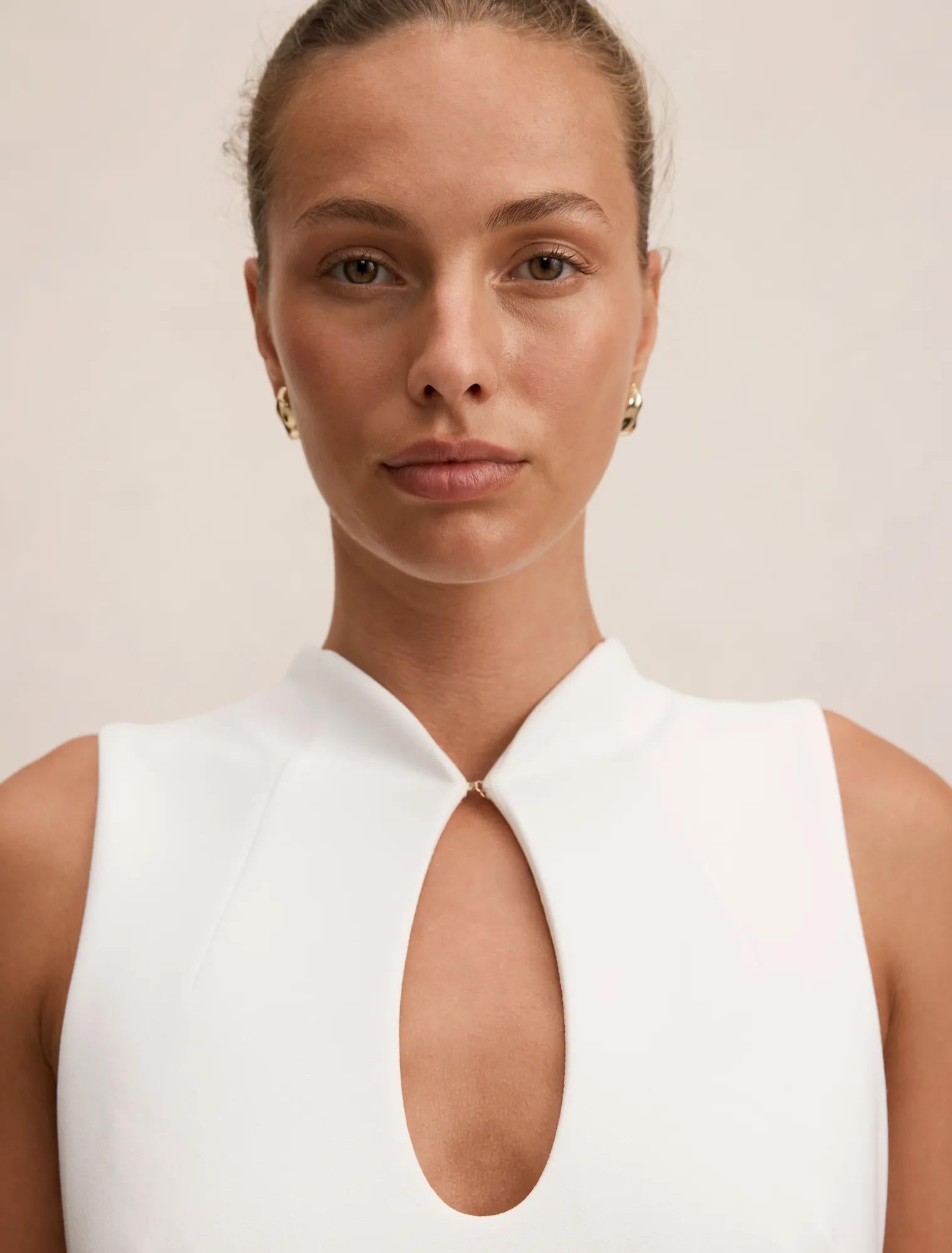Frankie High Neck Keyhole Bodycon Dress Porcelain