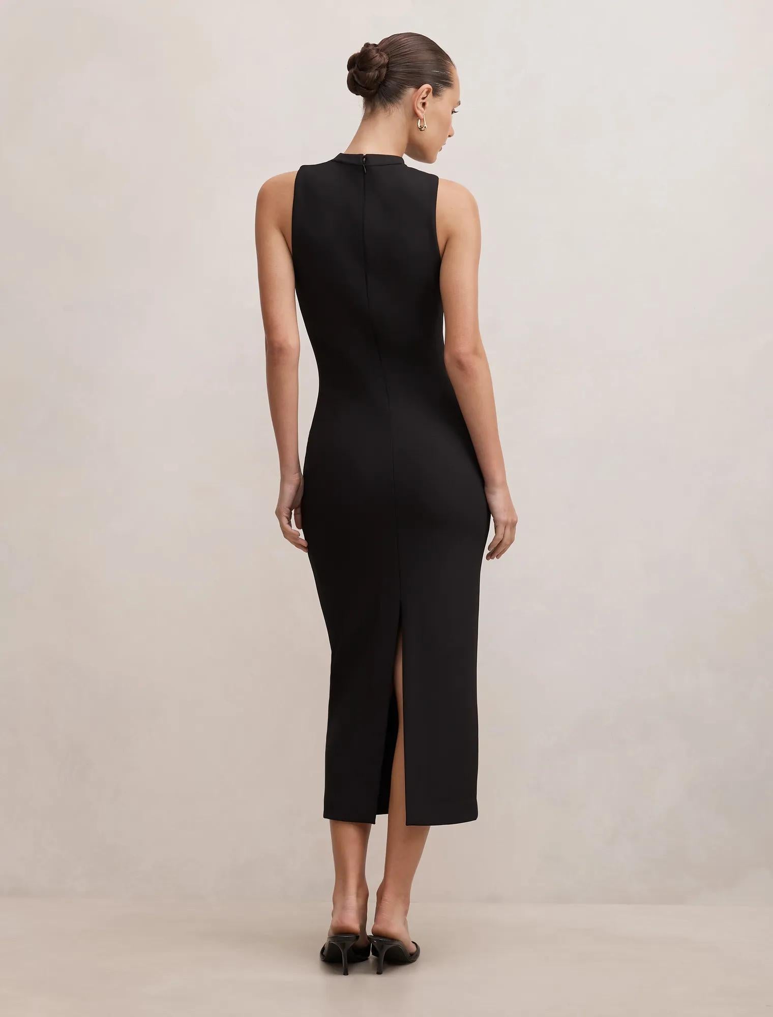Frankie High Neck Keyhole Bodycon Black