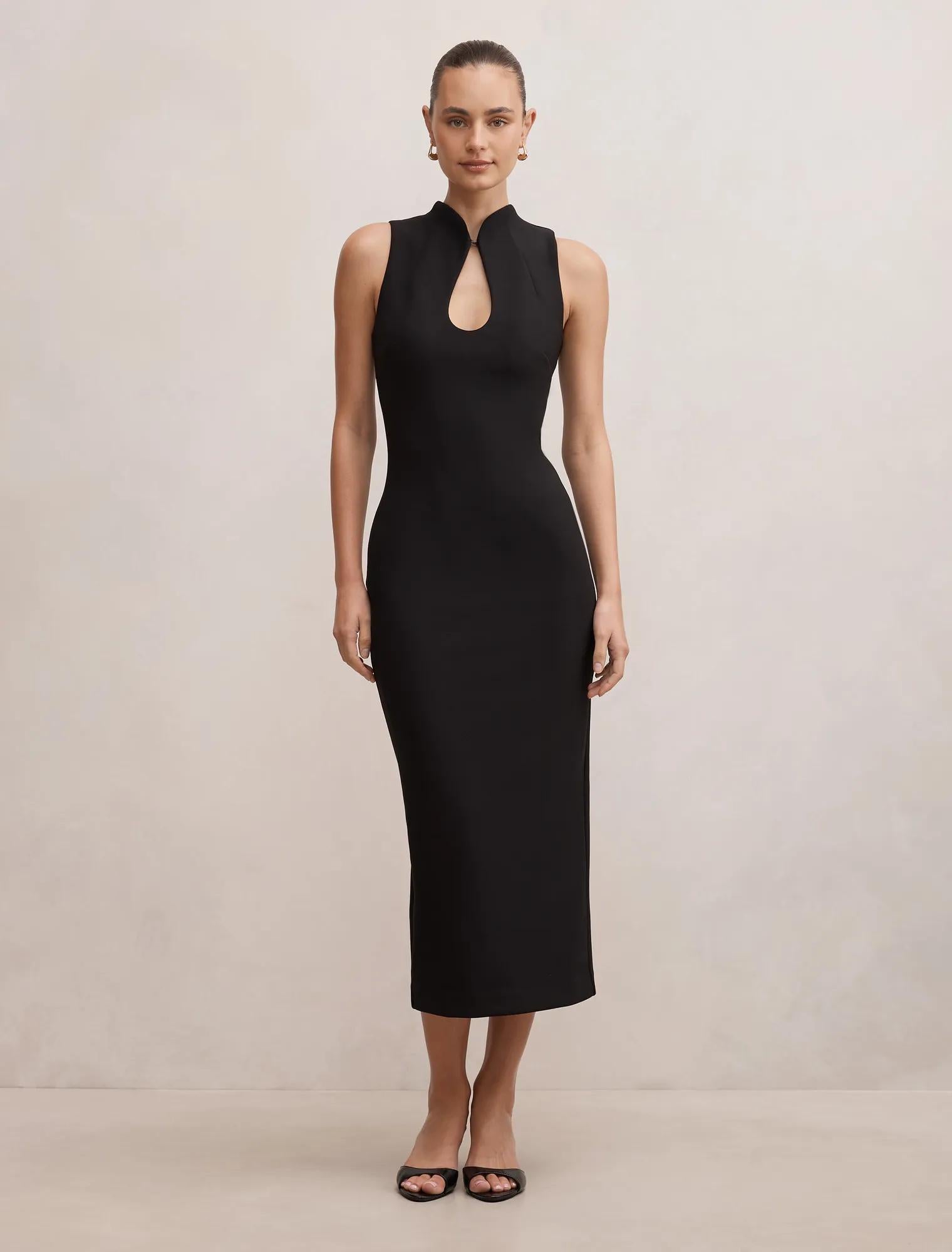 Frankie High Neck Keyhole Bodycon Black
