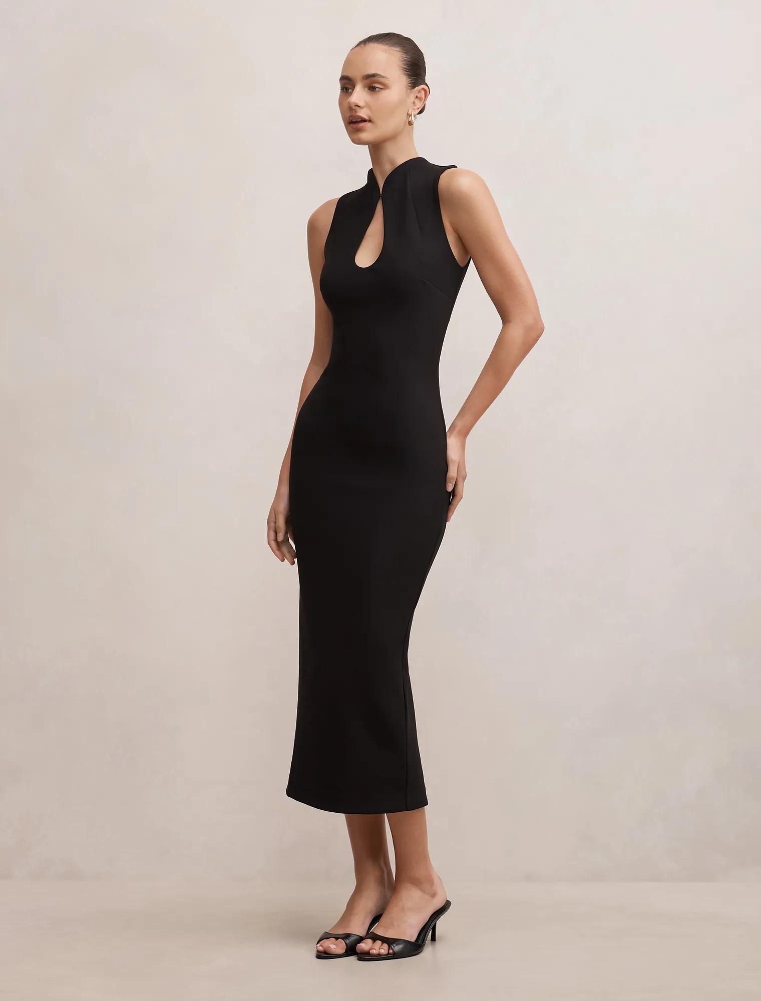 Frankie High Neck Keyhole Bodycon Black