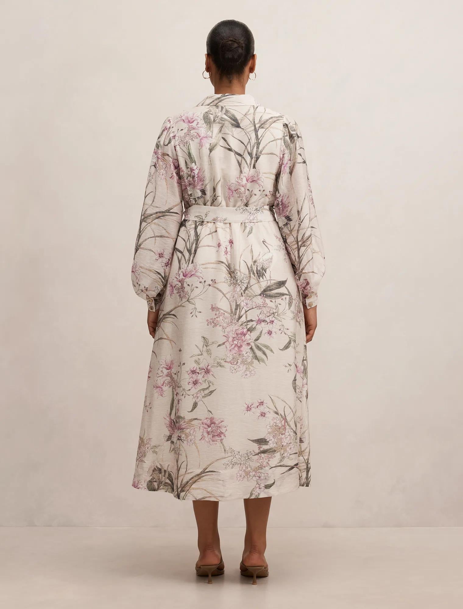 Hazel Curve Shirt Midi Dress Petalbrook Floral