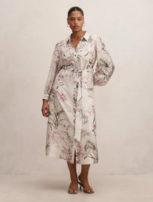 Hazel Curve Shirt Midi Dress Petalbrook Floral