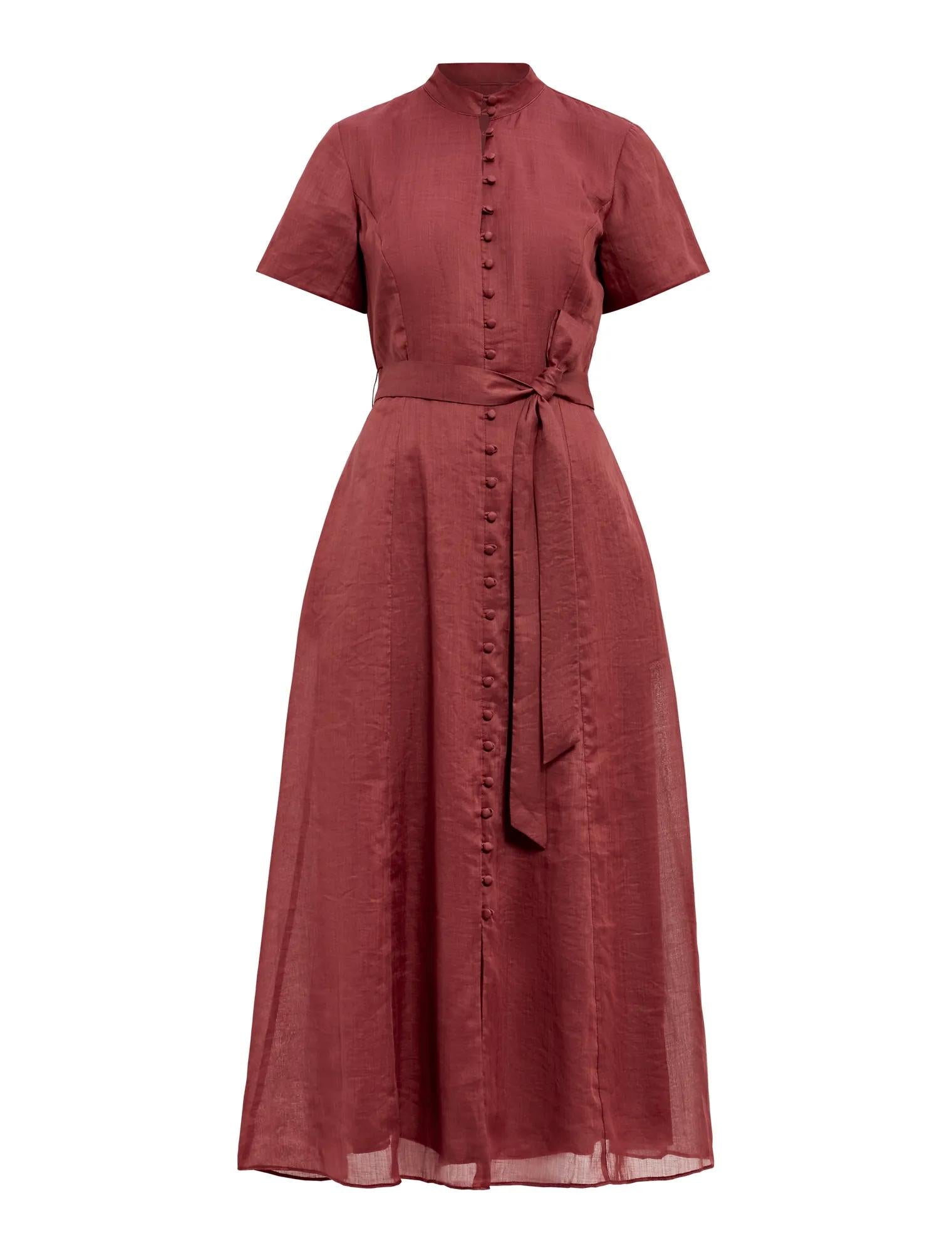 Therese Short Sleeve Midi Dress Red Currant_mannequin