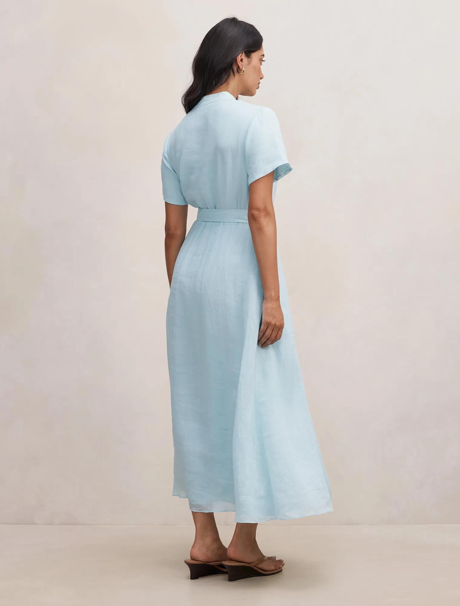 Therese Short Sleeve Midi Dress Seafoam Aqua