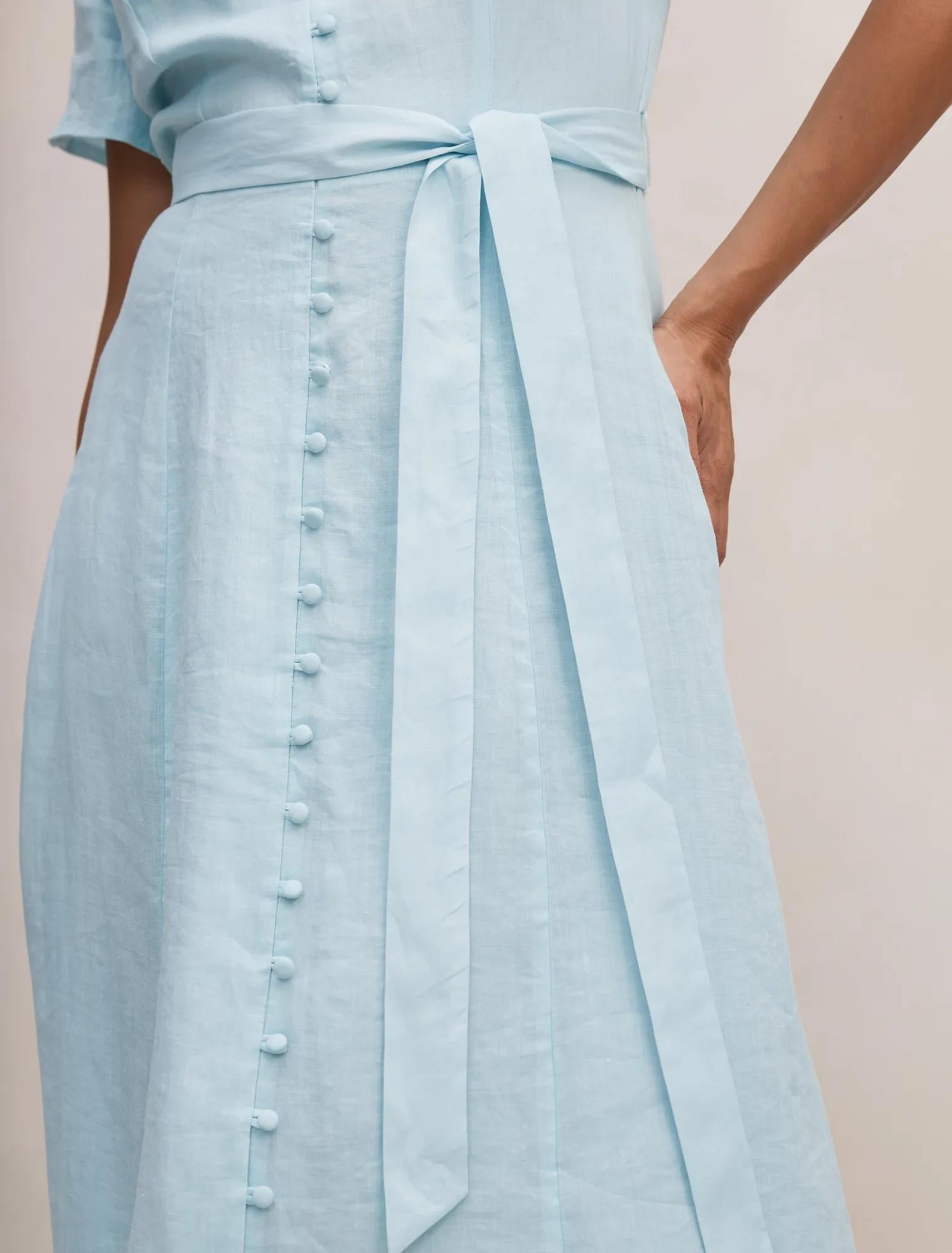 Therese Short Sleeve Midi Dress Seafoam Aqua