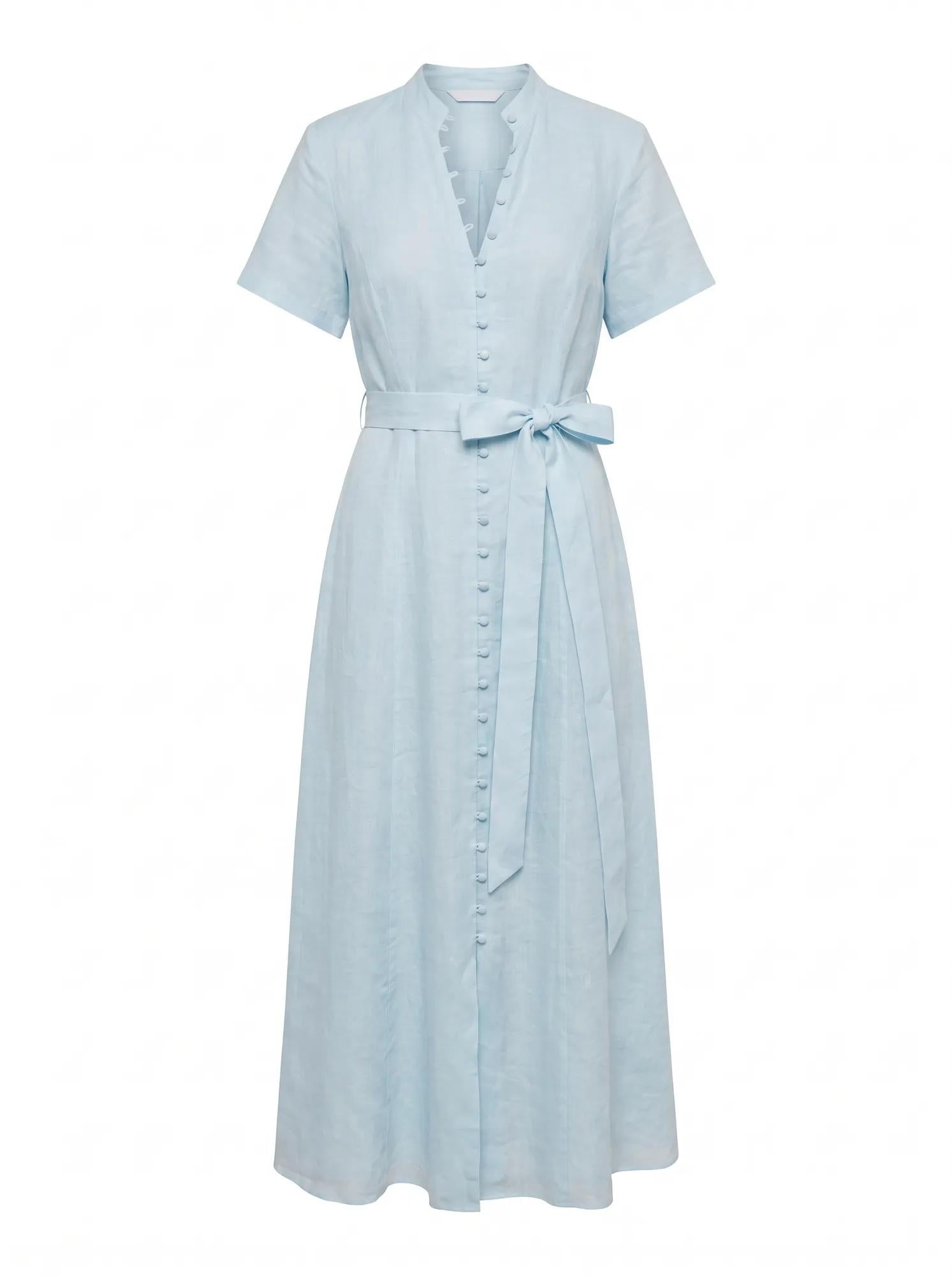 Therese Short Sleeve Midi Dress Seafoam Aqua