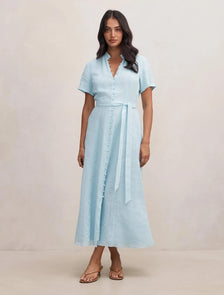 Therese Short Sleeve Midi Dress Seafoam Aqua