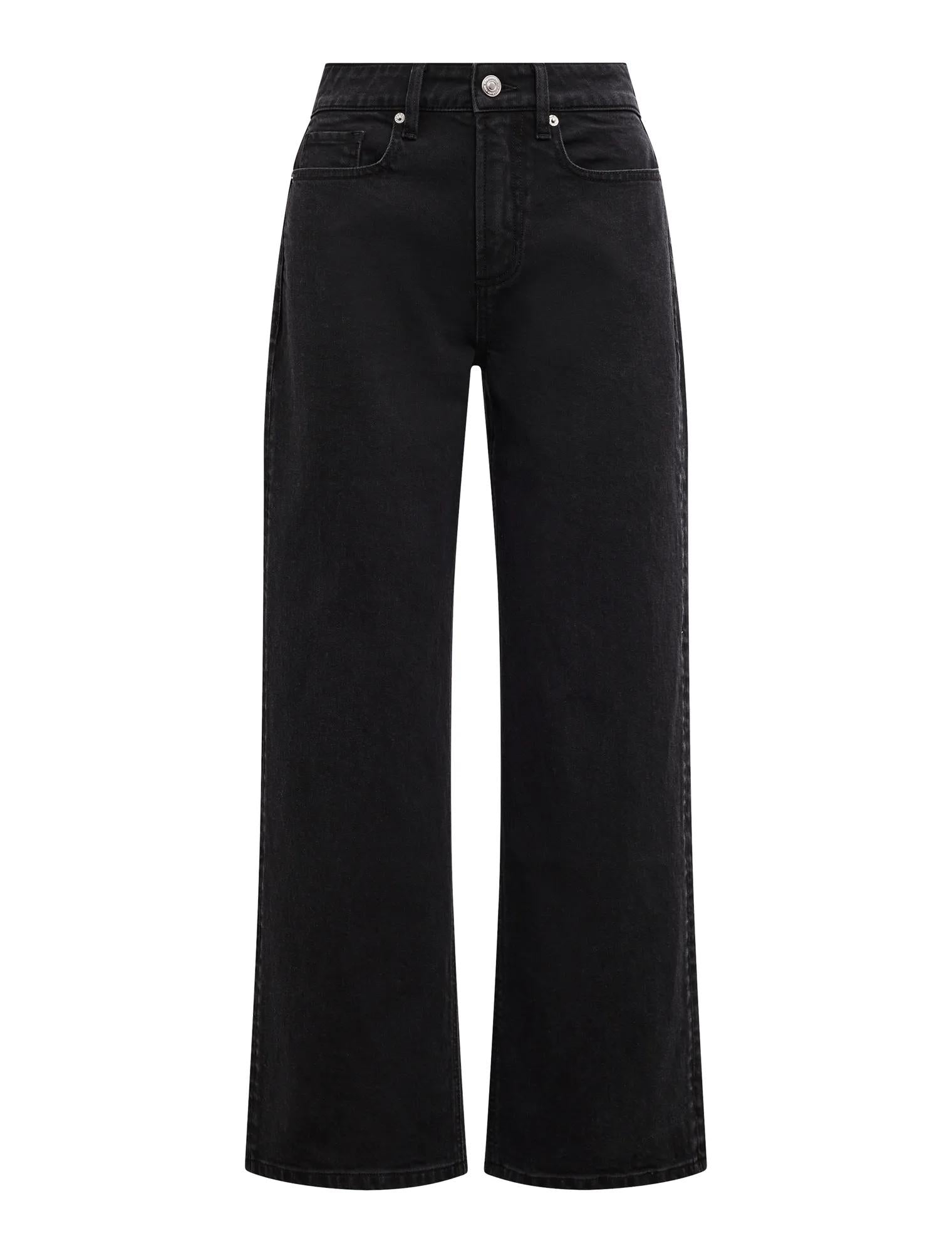 Nicki Petite Mid Rise Straight jean Black Wash