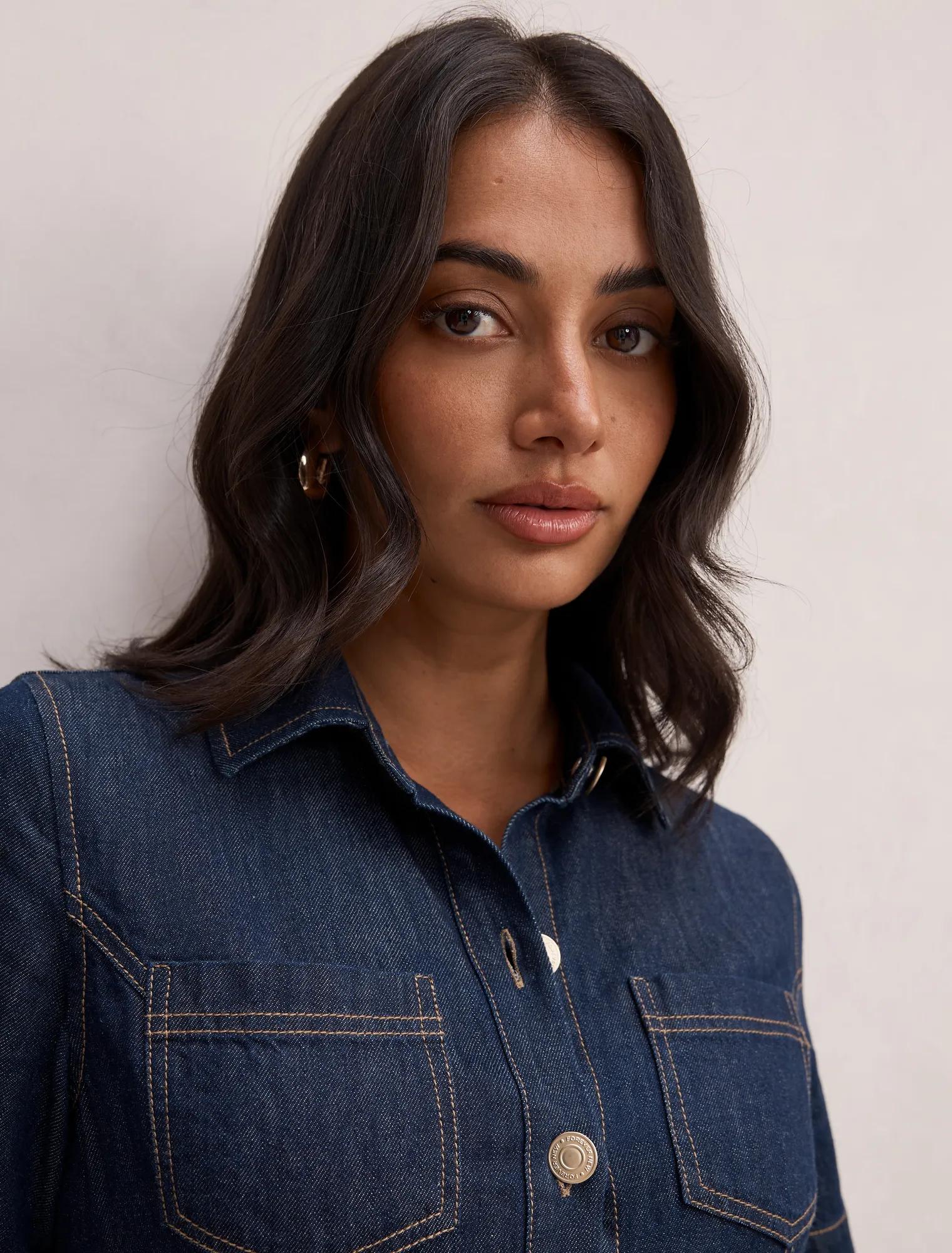 Millie Denim Midi Shirt Dress Rinse Wash