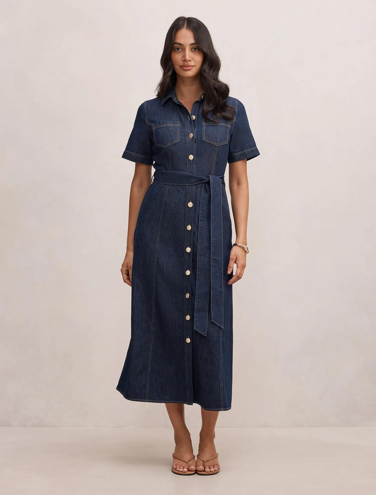 Millie Denim Midi Shirt Dress Rinse Wash