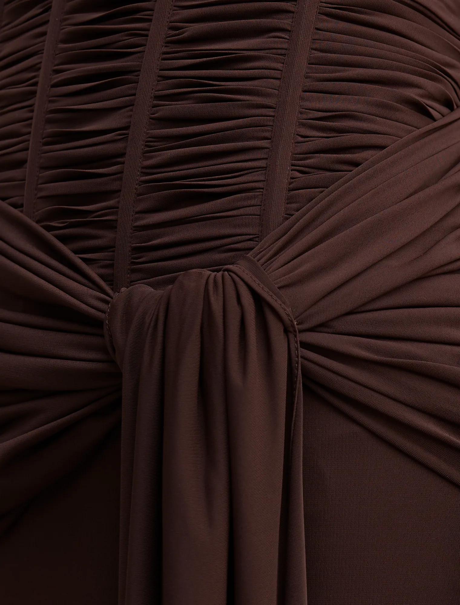 Lorelei Strapless Ruched Maxi Dress Freckle