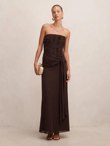 Lorelei Strapless Ruched Maxi Dress Freckle