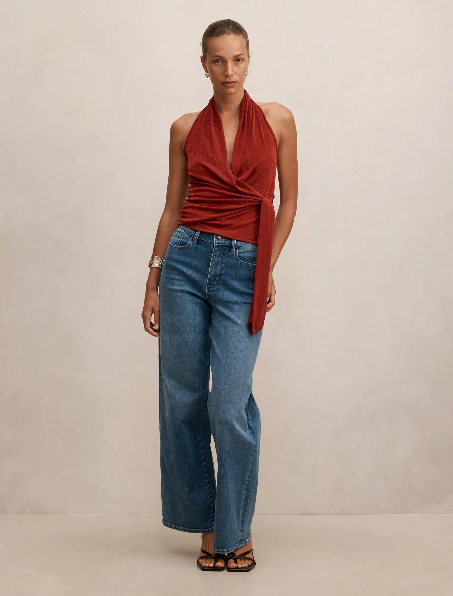 Gianna Wrap Halter Top Persian Red